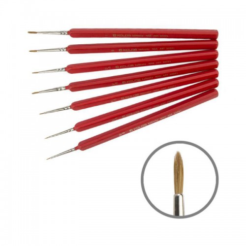 Kolinsky Round Brush, Nail art 3009L Short Handle, KOLOS by ROSA