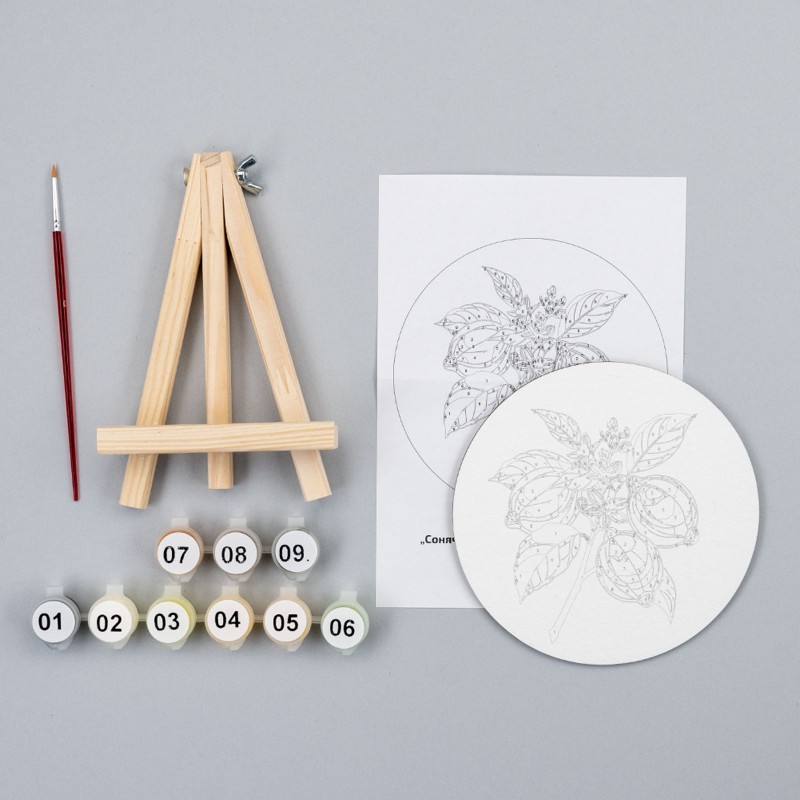 Paint by numbers kits, round, Ø15 cm, with easel, ROSA START