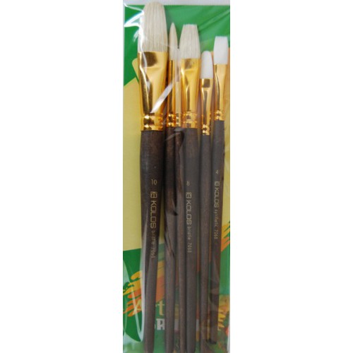 Set of brushes 7068, Synthetic Round/Flat/Angular/Oval, 2/2/2pc. KOLOS by ROSA