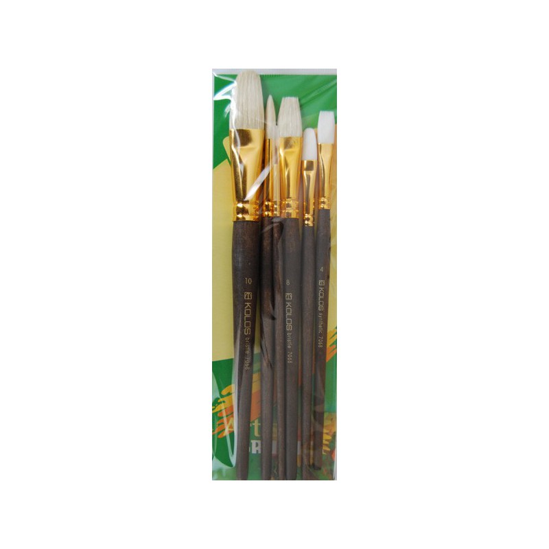 Set of brushes 7068, Synthetic Round/Flat/Angular/Oval, 2/2/2pc. KOLOS by ROSA