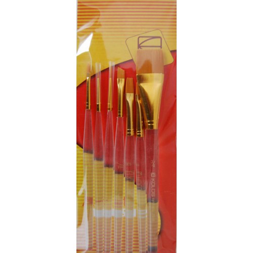 Set of brushes 7016, Synthetic Round/Flat/Angular/Oval, 2/3/1/1pc. KOLOS by ROSA
