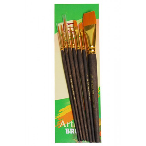 Set of brushes 7061, Synthetic Round/Flat/Angular, 3/3/1pc. KOLOS by ROSA