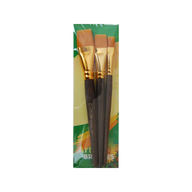 Set of brushes 7064, Synthetic Flat, 3pc. KOLOS by ROSA