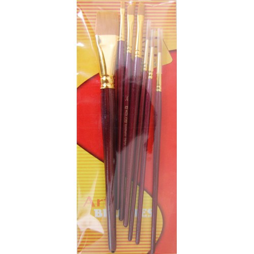 Set of brushes 7073, Synthetic Round/Flat/Angular, 3/3/1pc. KOLOS by ROSA