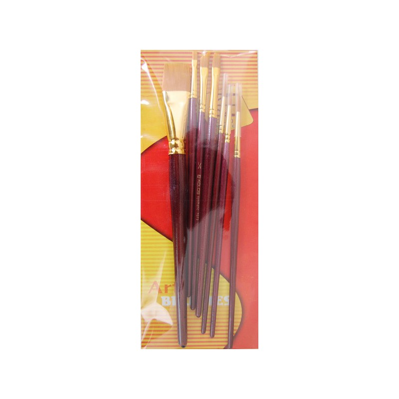 Set of brushes 7073, Synthetic Round/Flat/Angular, 3/3/1pc. KOLOS by ROSA