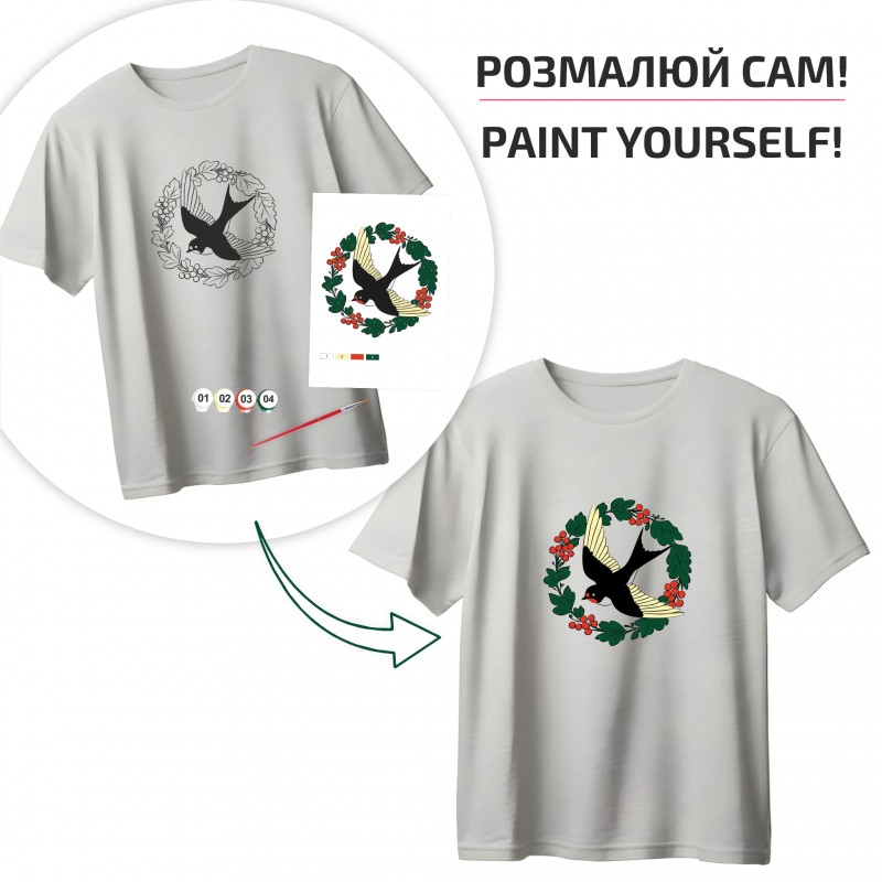Набір, футболка-розмальовка, „Котики“, бавовна 100%, розмір S, ROSA Talent