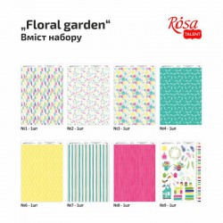 A set of design paper is one-stroke. „Floral garden“ 21x29.7cm 250g / m2 ROSA TALENT