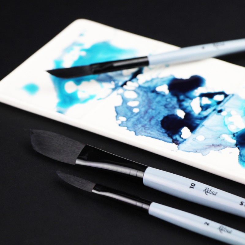 Synthetic Flat Brush, Snow 1098F, Long Handle, KOLOS by ROSA