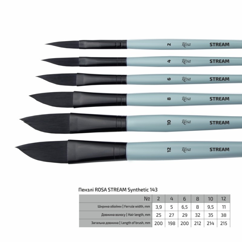Synthetic Flat Brush, Snow 1098F, Long Handle, KOLOS by ROSA