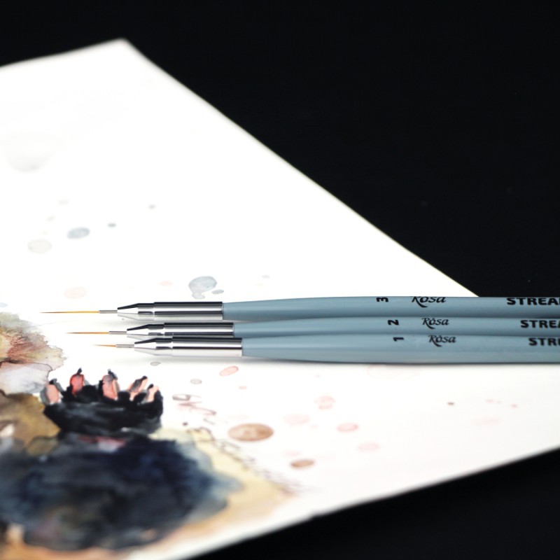 Synthetic Flat Brush, Snow 1098F, Long Handle, KOLOS by ROSA