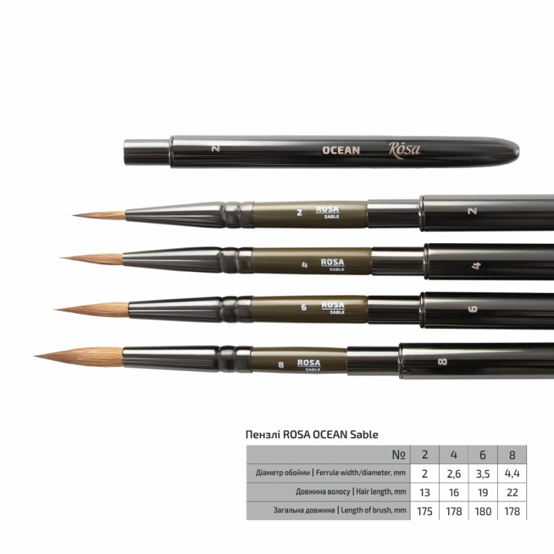 Sable round TRAVEL BRUSH OCEAN 168 short handle ROSA