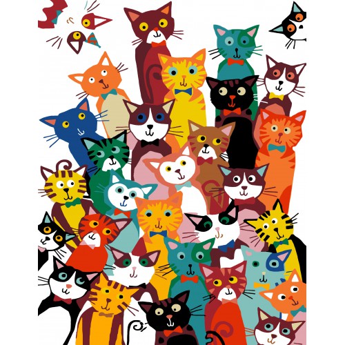 Standard Kit, painting by numbers, „ Fashion Cat“, 35х45cm, ROSA START