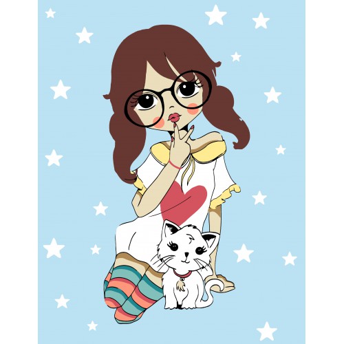 Набір-стандарт, картина за номерами, „ Fashion Cat“, 35х45см, ROSA START