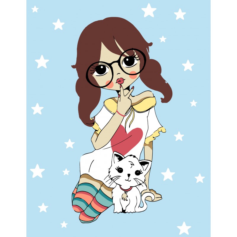Standard Kit, painting by numbers, „ Fashion Cat“, 35х45cm, ROSA START