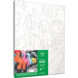 „Bright Retro Cars“, standard Kit, painting by numbers, 35х45cm, ROSA START