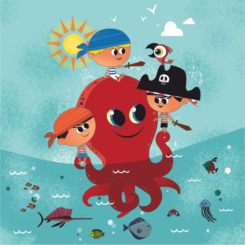 „Sea Adventures“, Canvas Panel with outline, 20х20cm, cotton, acrylic, ROSA START