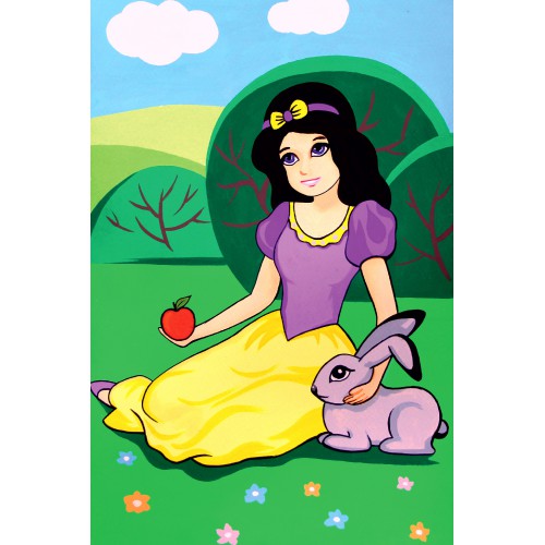 „Snow White“, сardboard with an outline, Fairy-tale characters №1, 20х30, cotton, acrylic , ROSA START