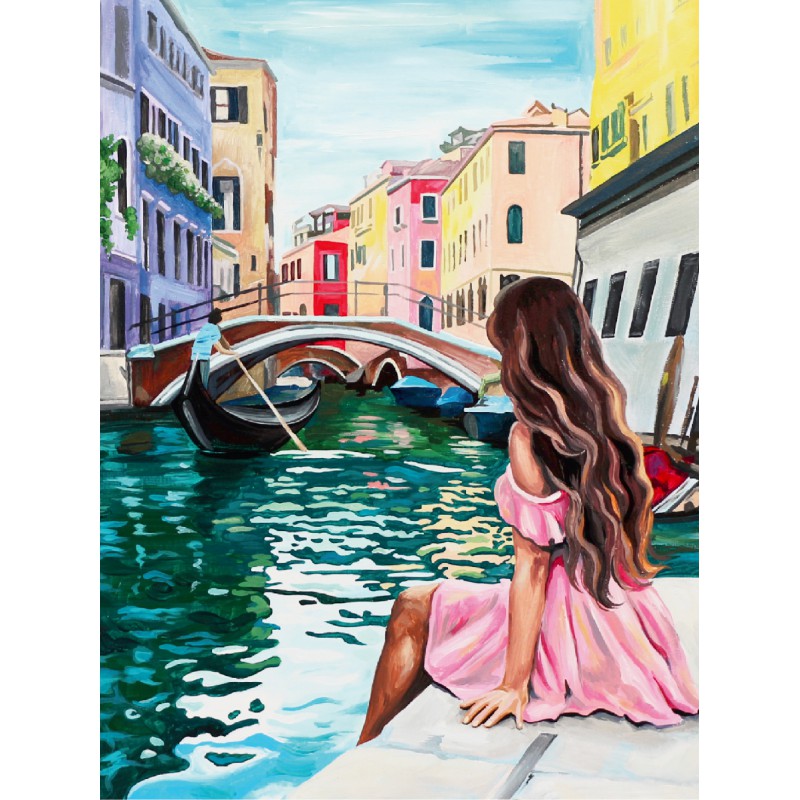 Cities, „Venice 2“, canvas Panel with outline, 30х40, cotton, acrylic, ROSA START