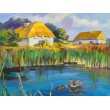 Landscape №18, Canvas Panel with outline, 30х40, cotton, acrylic, ROSA START