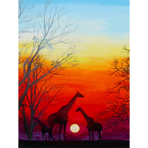Landscape №24, Canvas Panel with outline, 30х40, cotton, acrylic, ROSA START