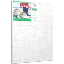 „Кава та квіти“, набір-стандарт, картина за номерами, 35х45см, ROSA START