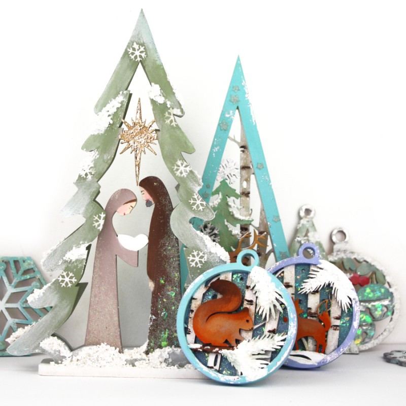 Sets of workpieces on the "Winter themes" plywood stand ROSA TALENT