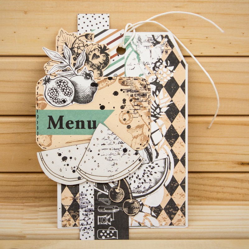 Chipbord for scrapbooking „Recipe book“, white board, 12,8х20cm, ROSA TALENT