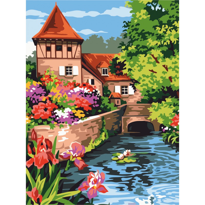 Landscape №35, Canvas Panel with outline, 30х40, cotton, acrylic, ROSA START