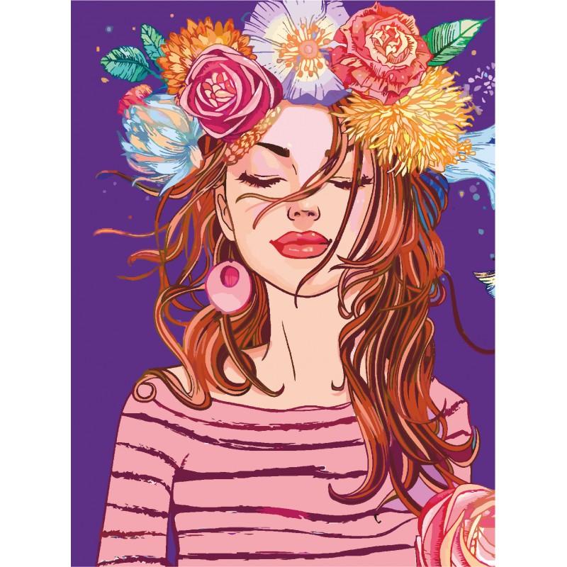 „The Girl in a Wreath“, Canvas Panel with outline, 30х40, cotton, acrylic, ROSA START