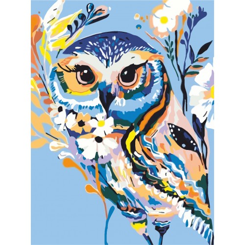 „Mysterious Оwl“, Canvas Panel with outline, 30х40, cotton, acrylic, ROSA START
