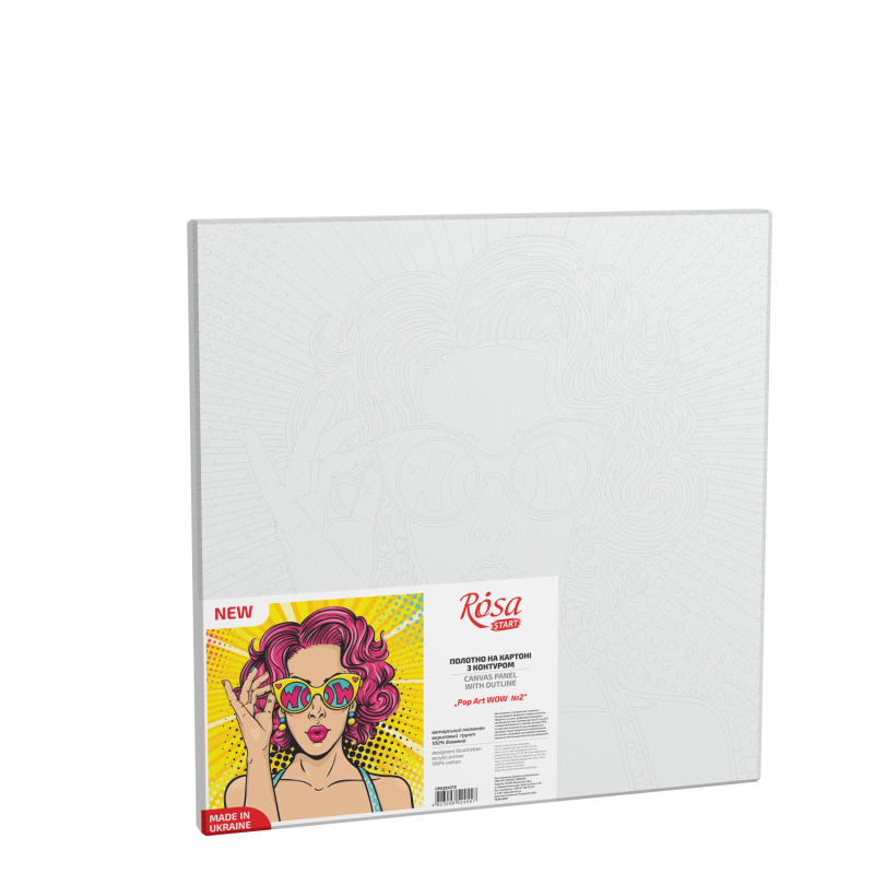 „Pop Art WOW 2“, Canvas Panel with outline, 30х30, cotton, acrylic, ROSA START