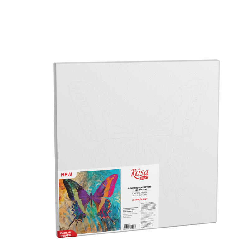 „Butterfly 2“, Canvas Panel with outline, 30х30, cotton, acrylic, ROSA START