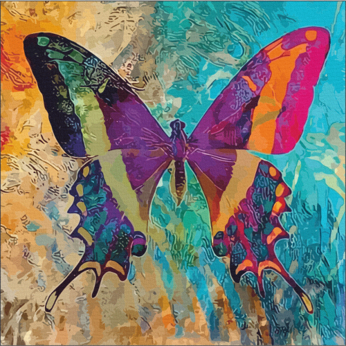 „Butterfly 2“, Canvas Panel with outline, 30х30, cotton, acrylic, ROSA START