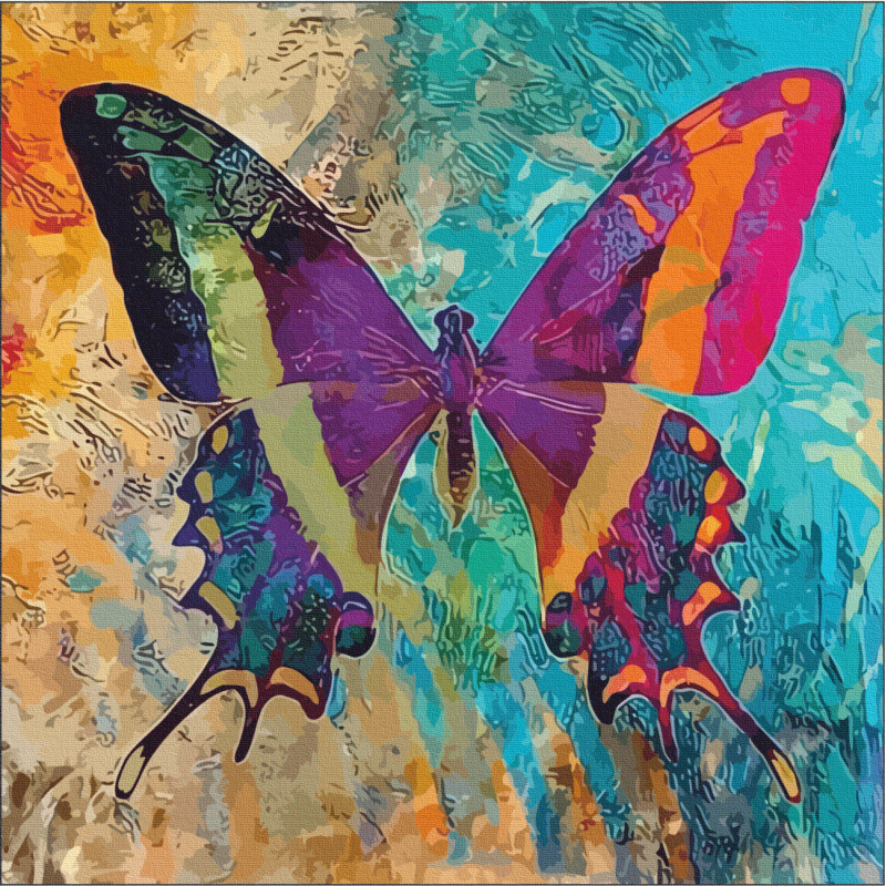 „Butterfly 2“, Canvas Panel with outline, 30х30, cotton, acrylic, ROSA START