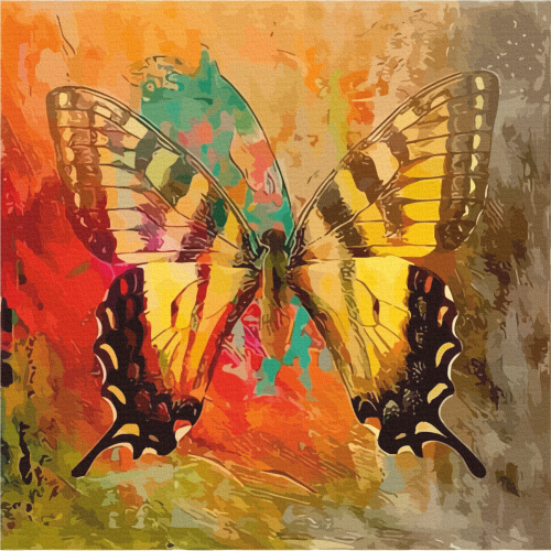 „Butterfly 3“, Canvas Panel with outline, 30х30, cotton, acrylic, ROSA START