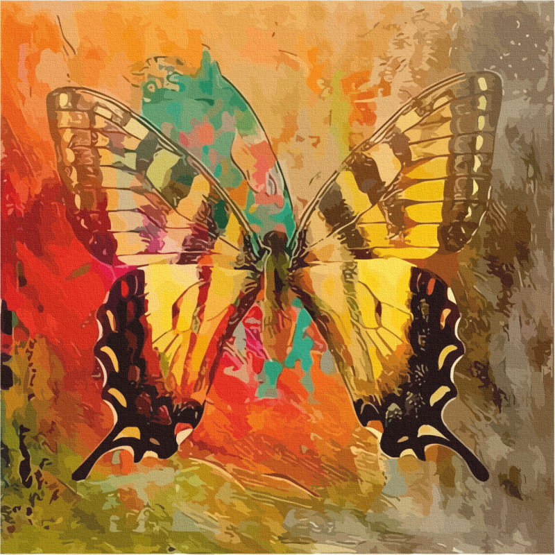 „Butterfly 3“, Canvas Panel with outline, 30х30, cotton, acrylic, ROSA START
