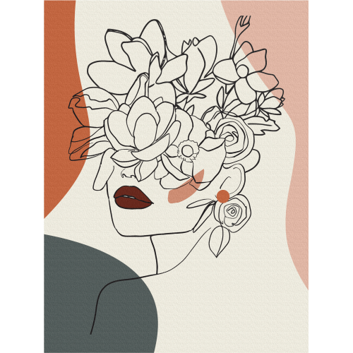 „Floral Girl 1“, Canvas Panel with outline, 30х40, cotton, acrylic, ROSA START