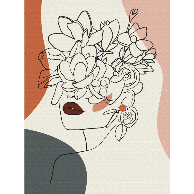 „Floral Girl 1“, Canvas Panel with outline, 30х40, cotton, acrylic, ROSA START