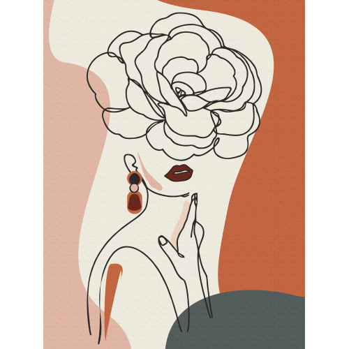„Floral Girl 2“, Canvas Panel with outline, 30х40, cotton, acrylic, ROSA START