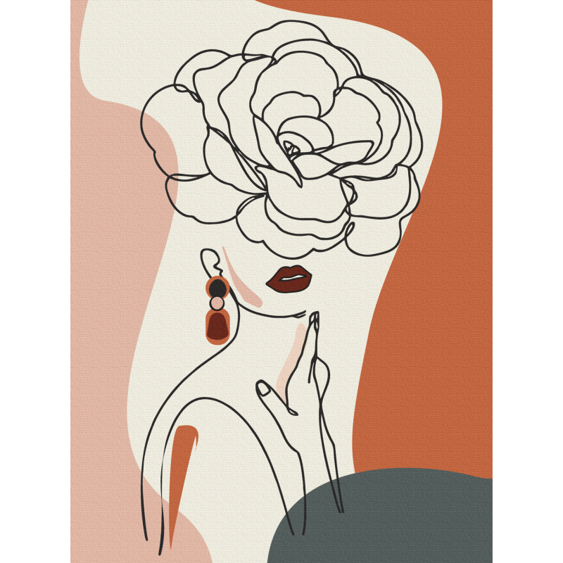„Floral Girl 2“, Canvas Panel with outline, 30х40, cotton, acrylic, ROSA START