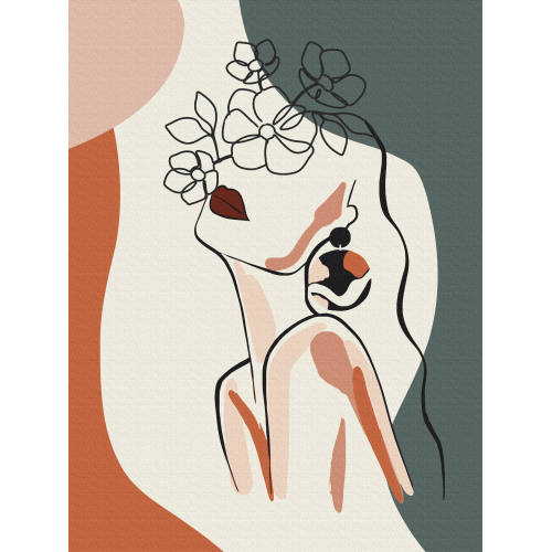 „Floral Girl 3“, Canvas Panel with outline, 30х40, cotton, acrylic, ROSA START