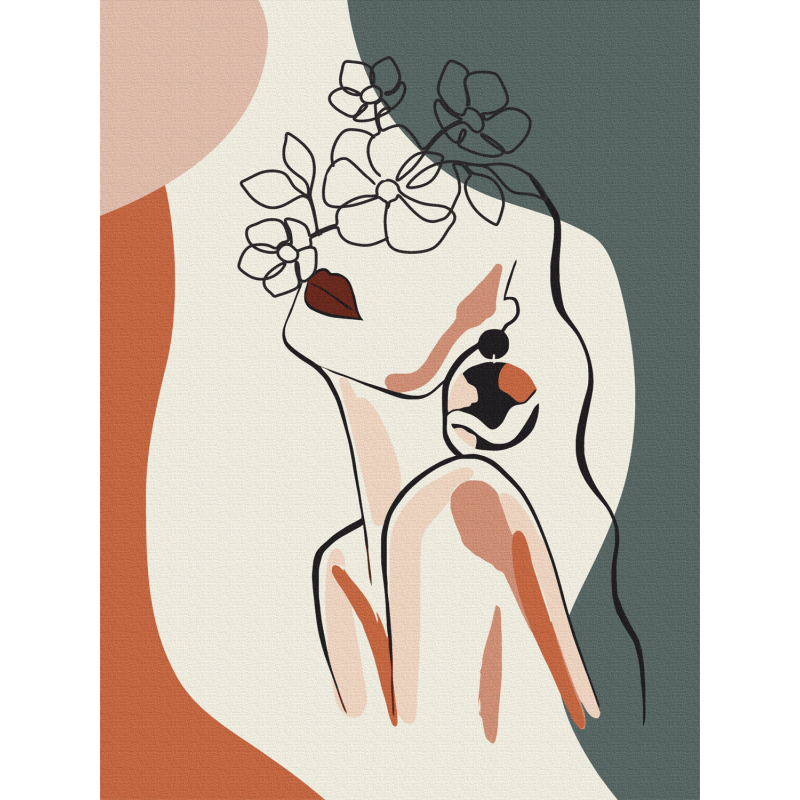 „Floral Girl 3“, Canvas Panel with outline, 30х40, cotton, acrylic, ROSA START