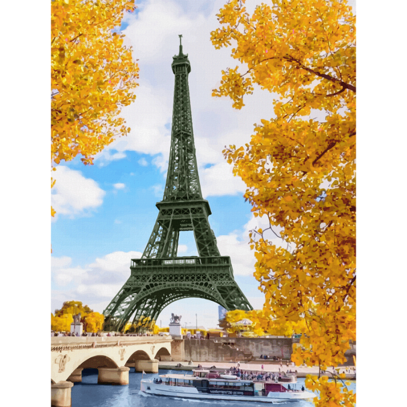 Cities, „Paris 6“, Canvas Panel with outline, 30х40cm, cotton, acrylic, ROSA START