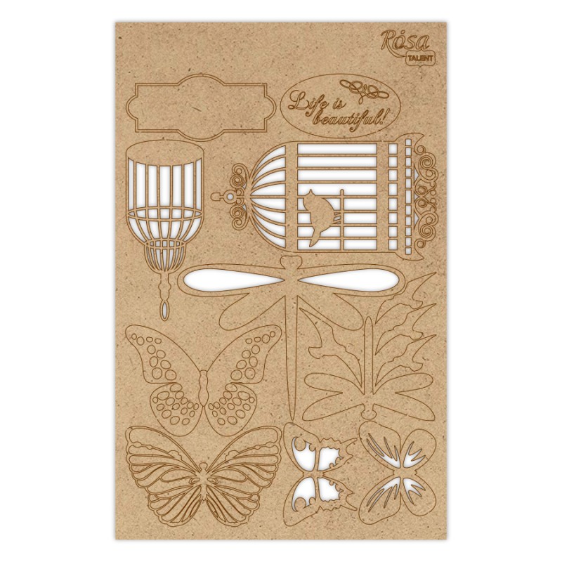 Chipbord for scrapbooking „Аbstraction“, white board, 12,8х20cm, ROSA TALENT