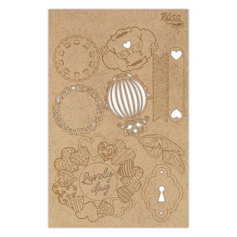 Chipbord for scrapbooking „Аbstraction“, white board, 12,8х20cm, ROSA TALENT
