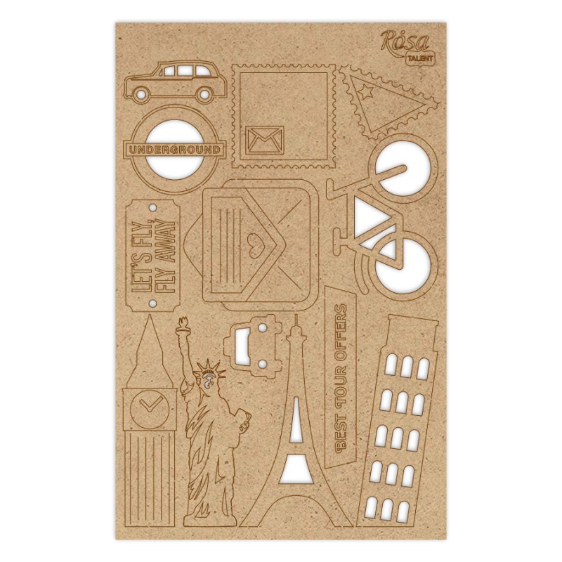 Chipbord for scrapbooking „Аbstraction“, white board, 12,8х20cm, ROSA TALENT