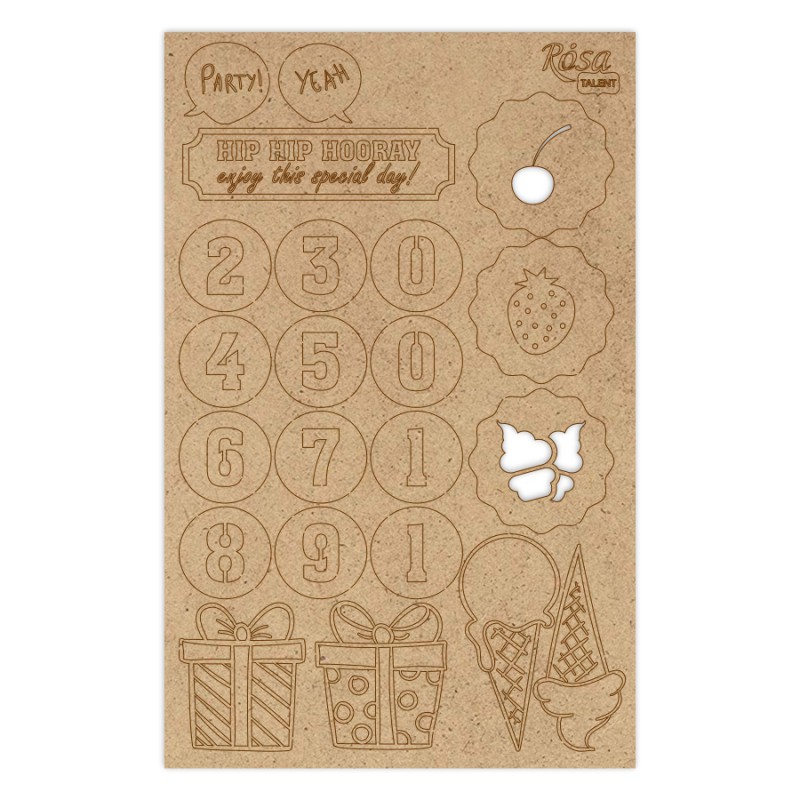Chipbord for scrapbooking „Аbstraction“, white board, 12,8х20cm, ROSA TALENT