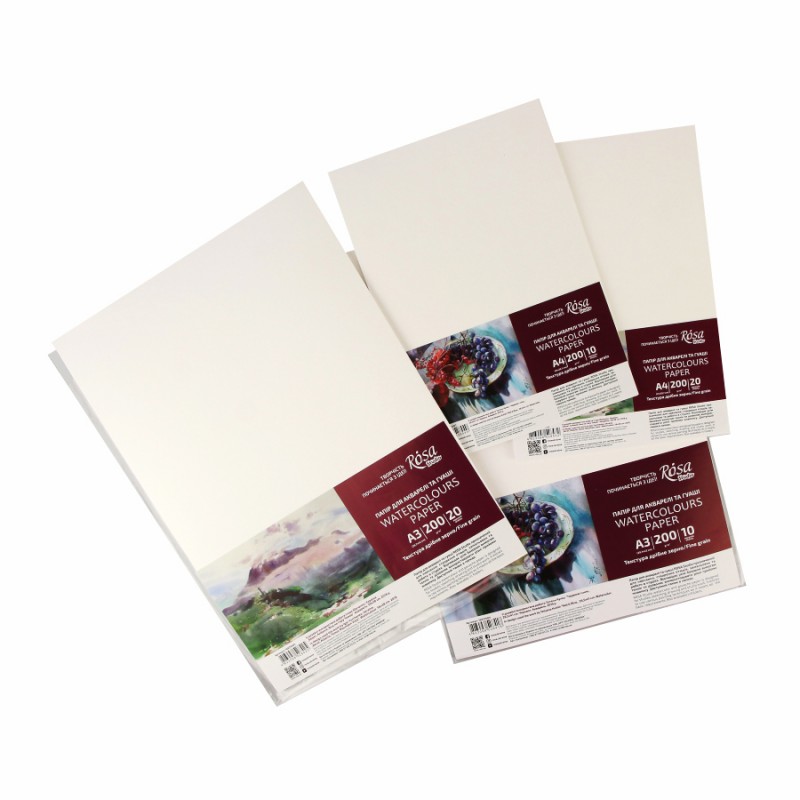 Watercolours paper A4  Fine grain 200g/m2 ROSA Studio