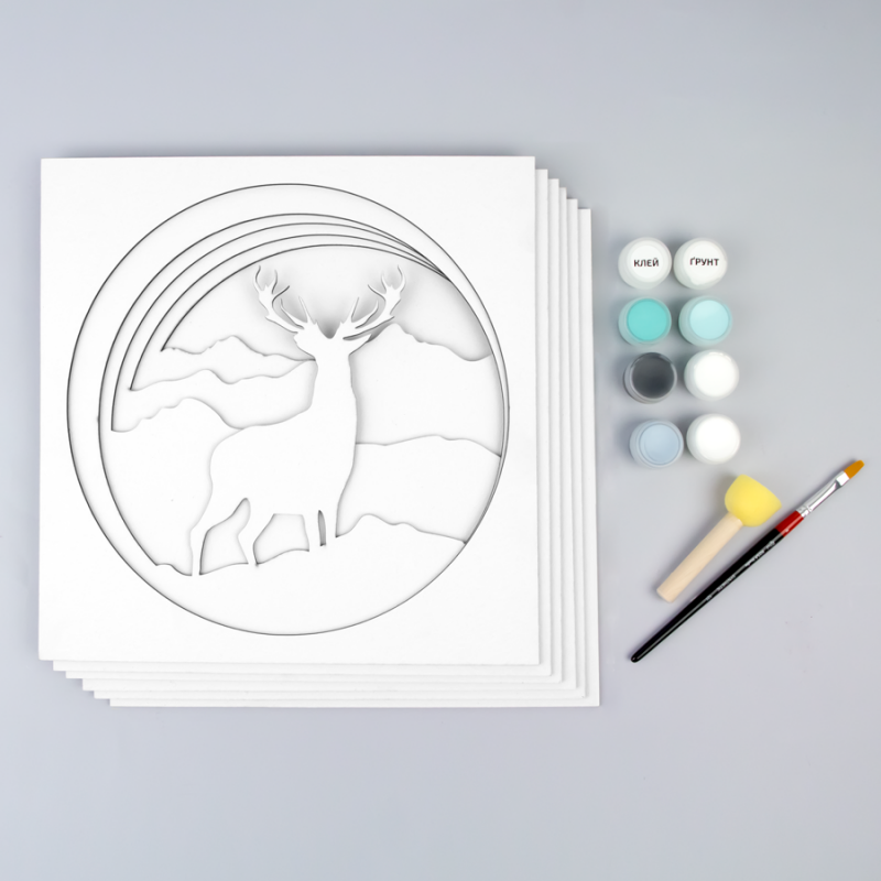 „Helicopter“, Canvas Panel with outline, 20х20cm, cotton, acrylic, ROSA START
