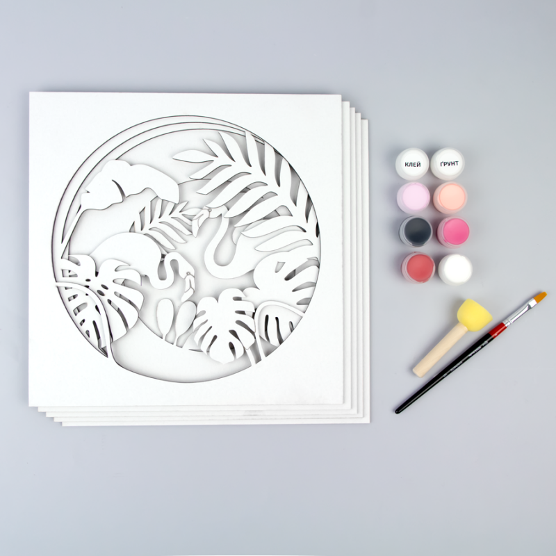 „Helicopter“, Canvas Panel with outline, 20х20cm, cotton, acrylic, ROSA START